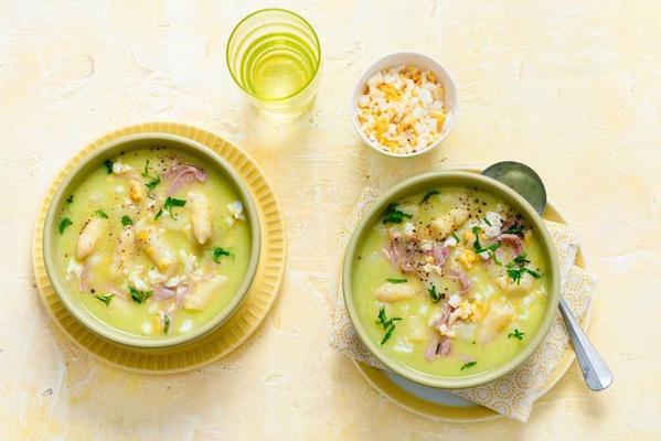 asparagus soup with ham and egg