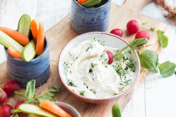 Spring vegetables with goat cheese honeycomb dip