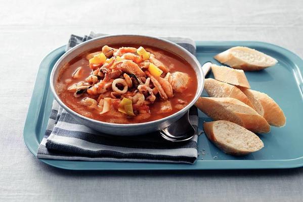 Spanish fish soup with paprika and tomato