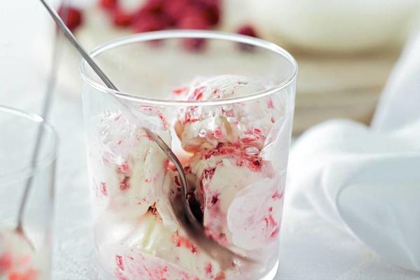 yogurt ice cream with raspberries