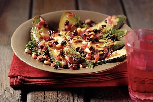 zucchini salad with pine nuts and currants