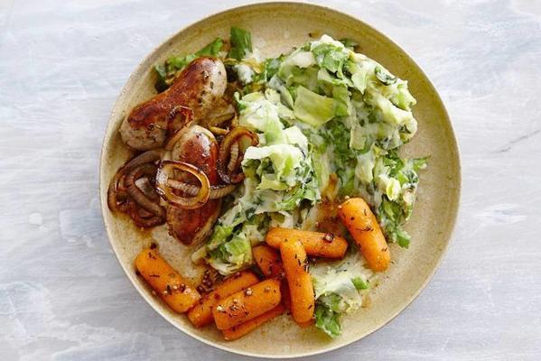 Dutch endive steak with sausage and braised carrot