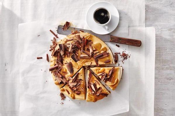 coffee cheesecake with caramel and chocolate