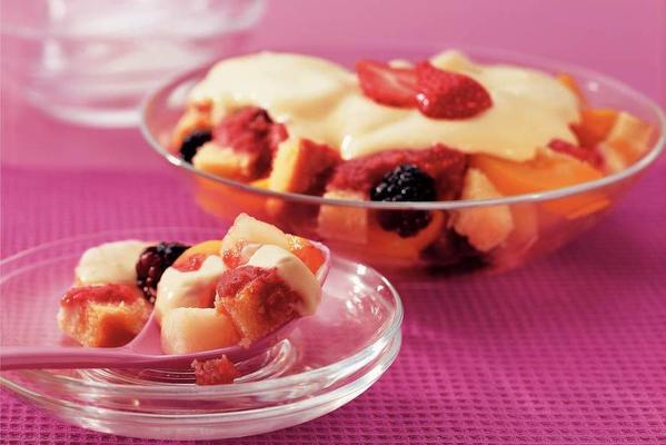 summer trifle with mixed fruit