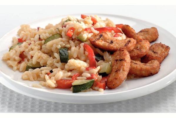 pepper risotto with grilled pieces