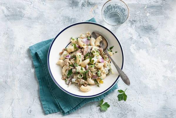 creamy macaroni with chicken sausage and peas