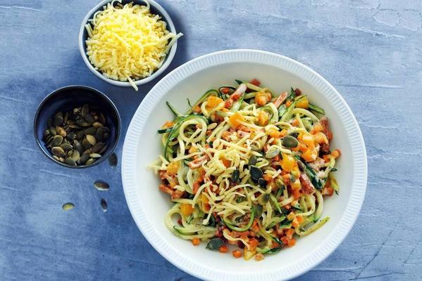 colorful vegetable pasta with sweet potato