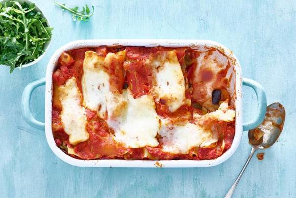 richly filled lasagna with grill cheese