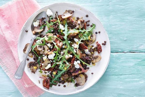 mushroom-lentil salad with feta