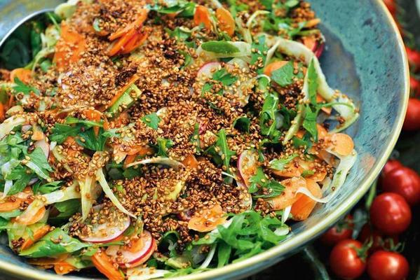 pascale naessens' salad of vegetables with marinated sesame seeds