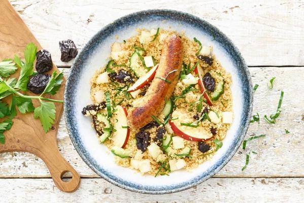 summery couscous with oregano pepper sausage