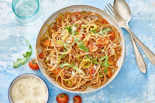 vegetable bolognese with parmesan cheese