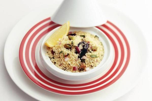couscous with plum and red onion