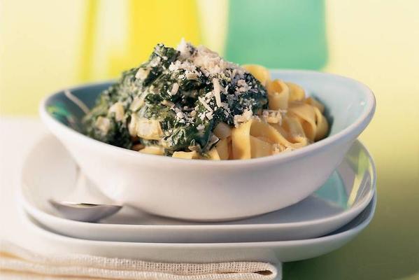 ribbon pasta with spring spinach sauce