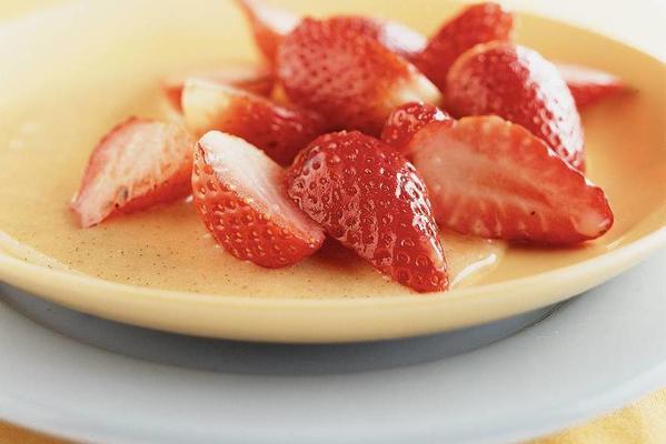 hot strawberries in vanilla sauce