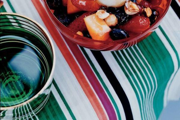 summer fruit salad with Greek yogurt and nuts