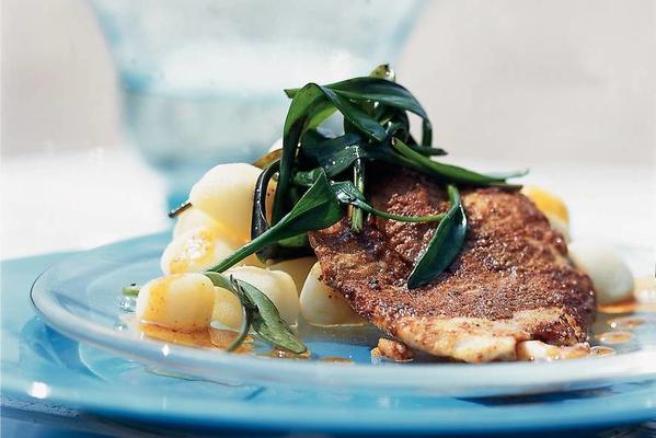fried redfish with braised sea aster