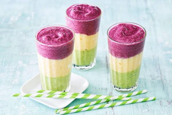 red, yellow and green smoothies