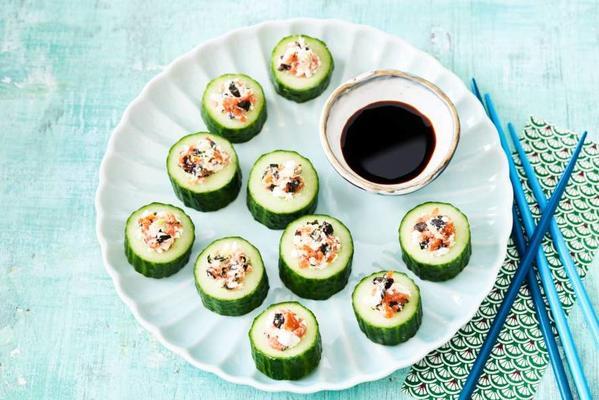 cucumber sushi with salmon filling