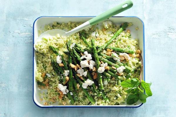 herb couscous with grilled asparagus