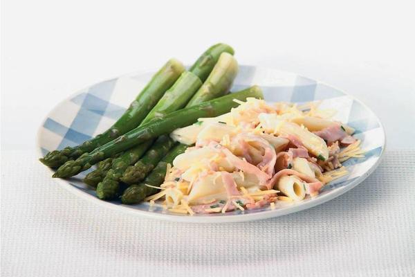 penne rigate with ham and asparagus