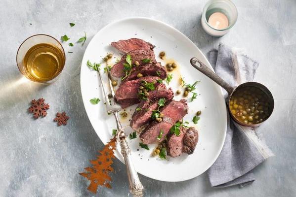 ostrich fillet with butter-capers sauce