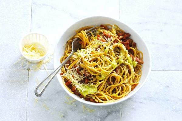 spaghetti avocado carbonara