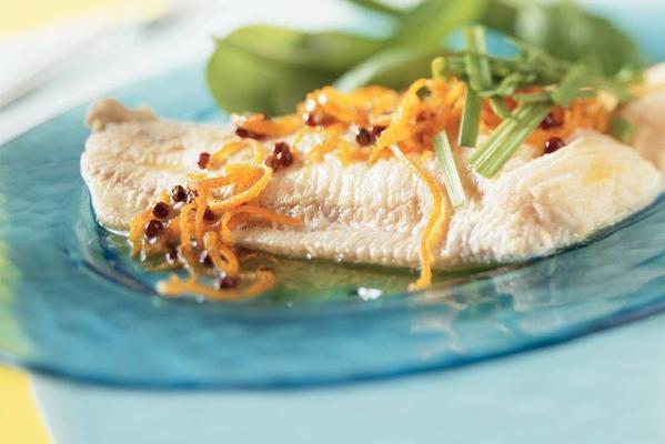 poached catfish filet with spicy vanilla butter