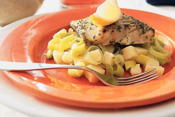 coalfish with potato and leek