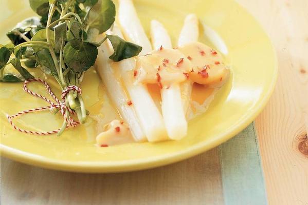 white asparagus with sereh soy butter