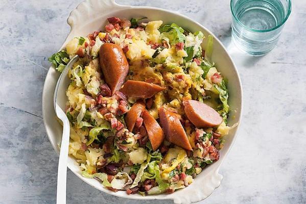 endive stew with tasty smoked sausage