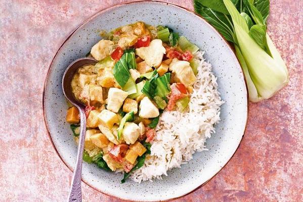 spicy chicken curry with bok choy and sweet potato