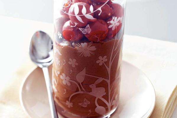 chocolate mousse with cherries