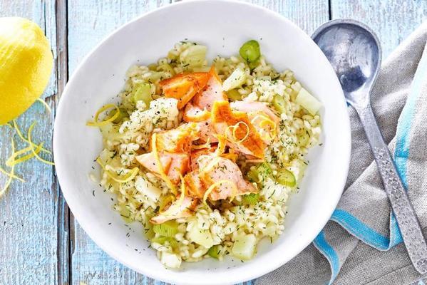 fennel risotto with warm smoked salmon