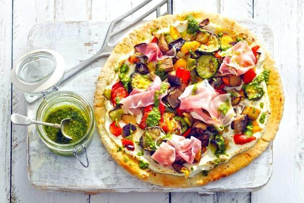 pizza bianca with grilled vegetables