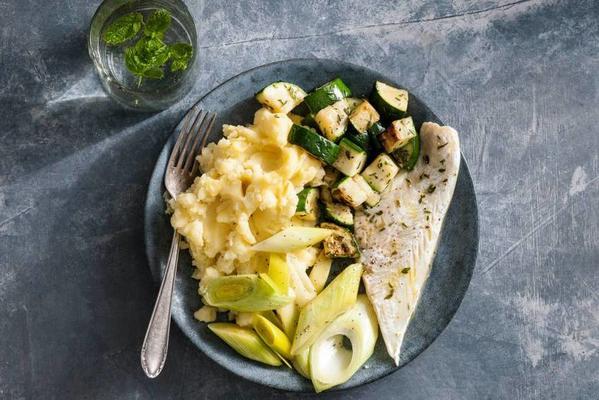 baked haddock with green vegetables
