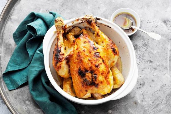 whole mustard chicken from the oven