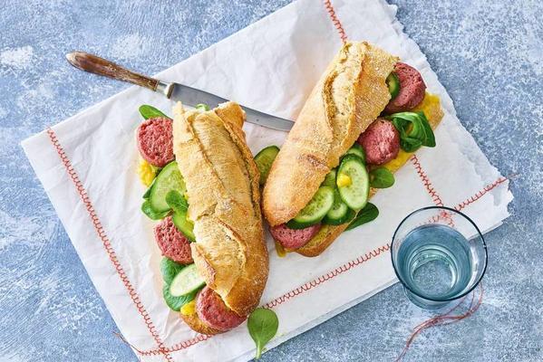 baguette ox sausage with piccalilly