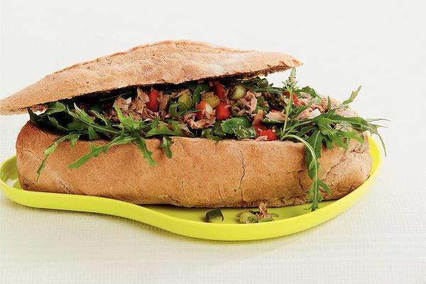 picnic bread with tuna salad