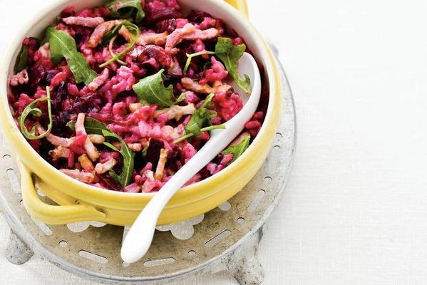 beet risotto with bacon