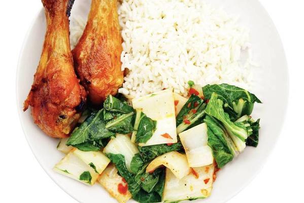 coconut rice with bok choy