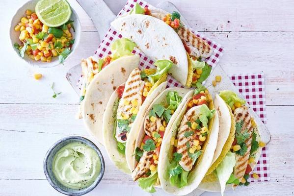 Mexican taco wrap with grilled chicken tenderloins