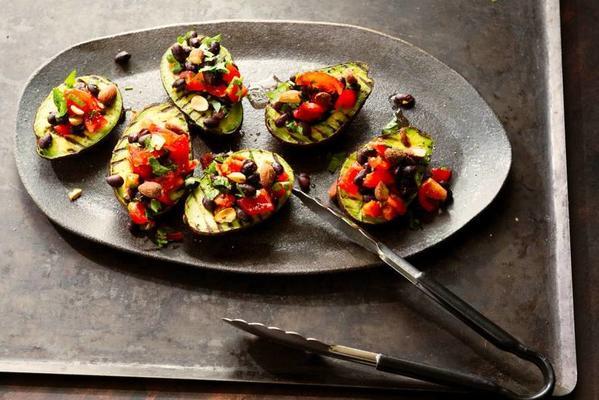 grilled avocado with black beans
