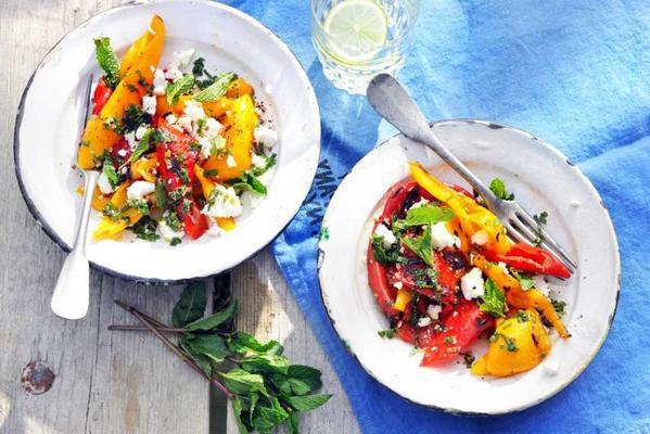grilled-pepper salad with feta and mint