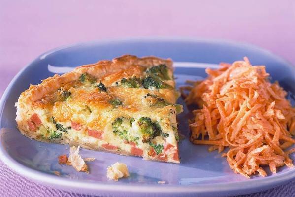 savory pie with carrot salad