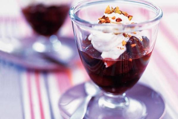 marinated cherries with lime mascarpone in port