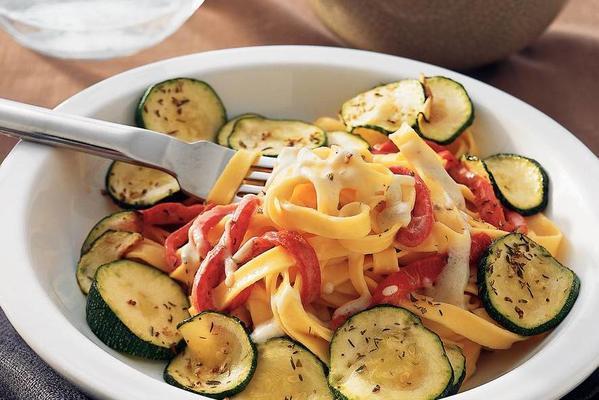 tagliatelle with roasted peppers and gorgonzola sauce