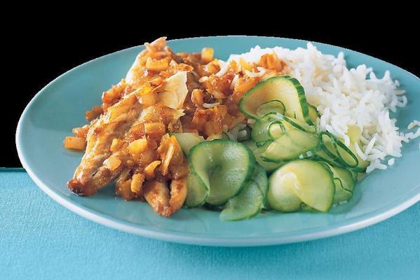 spicy mackerel with sweet and sour cucumber salad