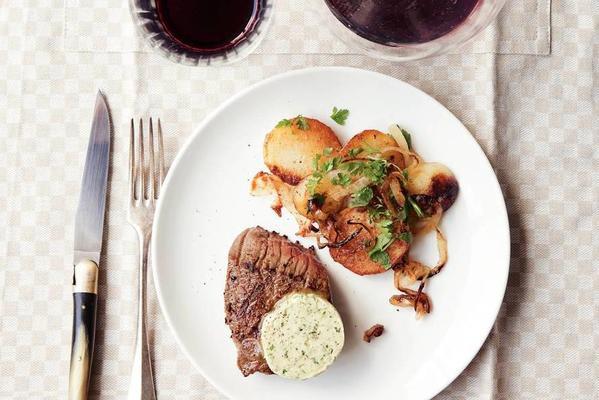 steak with spicy herb butter
