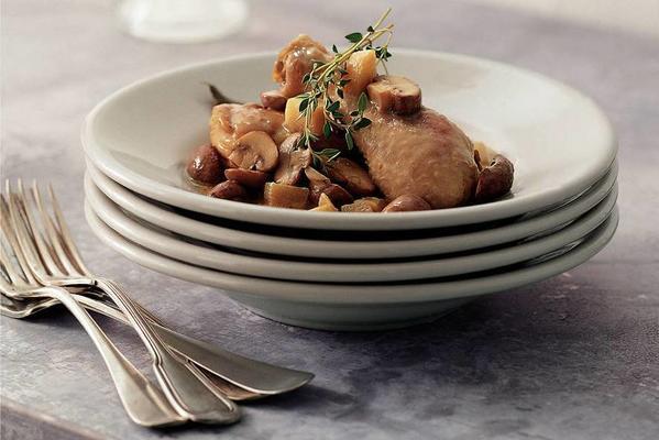 chicken with cream, calvados and mushrooms